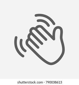 Hand waving icon line symbol. Isolated vector illustration of goodbye gesture sign concept for your web site mobile app logo UI design.