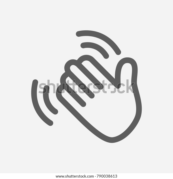 Hand waving icon line symbol. Isolated vector\
illustration of goodbye gesture sign concept for your web site\
mobile app logo UI\
design.