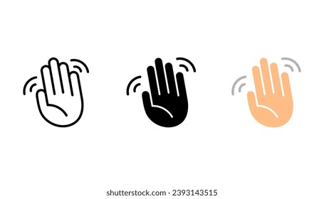 Hand waving icon set. vector illustration of goodbye gesture sign concept for your web site mobile app on white bsckground