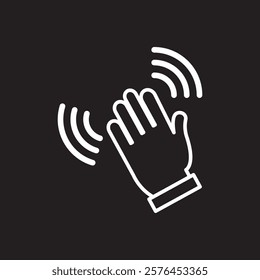 Hand waving icon set. vector illustration of goodbye gesture sign concept for your web site mobile app on white and black background. Waving hand icon