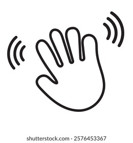 Hand waving icon set. vector illustration of goodbye gesture sign concept for your web site mobile app on white and black background. Waving hand icon