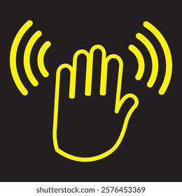 Hand waving icon set. vector illustration of goodbye gesture sign concept for your web site mobile app on white and black background. Waving hand icon