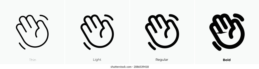 hand waving icon. Thin, Light Regular And Bold style design isolated on white background