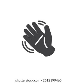 A hand waving vector icon. filled flat sign for mobile concept and web design. Waving hand glyph icon. Greeting and interaction symbol, logo illustration. Vector graphics