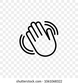 Hand Waving Vector Icon Of Hello Welcome Or Goodbye Gesture Line Isolated On Transparent Background