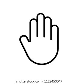 Hand waving vector icon of hello welcome or goodbye gesture line isolated on transparent background