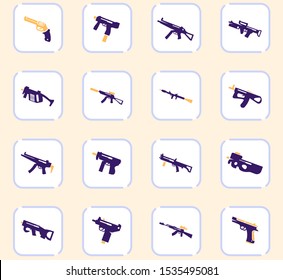 Hand weapons icon set for web sites and user interface