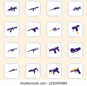Hand weapons icon set for web sites and user interface