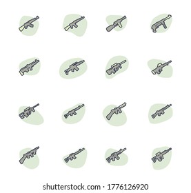 Juego de iconos de armas manuales para sitios web e interfaz de usuario