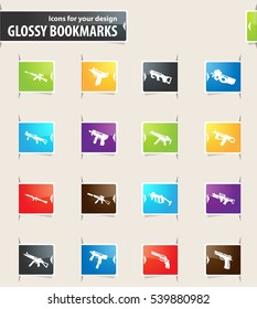 Hand weapons icons for your design glossy bookmarks