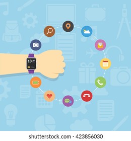 Hand wear technology smart watch with flat design