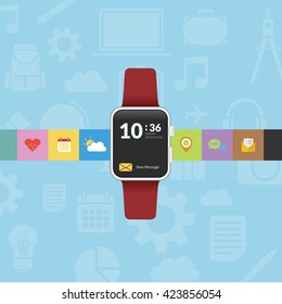 Hand wear technology smart watch with flat design