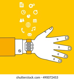 Hand wear technology smart watch with flat design
