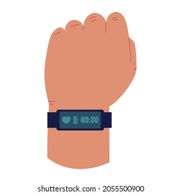 hand with wearable health monitor