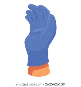 Mão usando uma luva azul estéril, para um médico que trabalha na área de saúde