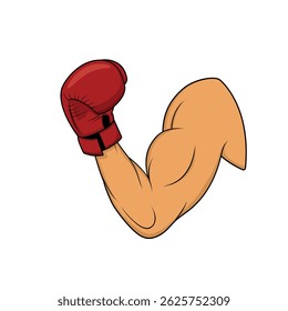 Hand wearing boxing gloves. Vector design