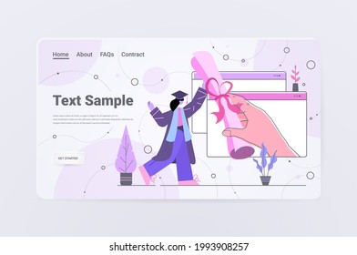 hand in web browser giving certificate to graduated student graduate celebrating academic diploma degree education