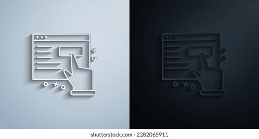 Icono de mano, web, info, papel de respuesta con efecto de sombra diseño de iluminación vectorial