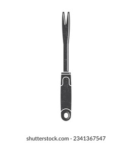 Hand weeder icon silhouette isolated on white. Vector illustration. For emblem, sign, patch, shirt. Farming fork, gardening equipment. Hand Tools Garden Hand weeder.