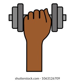 hand with weight lifting device icon