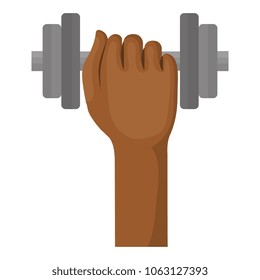 hand with weight lifting device icon