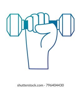 hand with weight lifting gym device