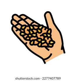 hand wheat grain harvest color icon vector. hand wheat grain harvest sign. isolated symbol illustration
