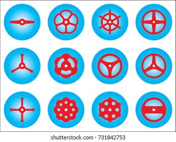 Hand wheel icon. Vector illustration for adjustment and operation.