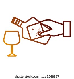 hand with whiskey bottle and cup