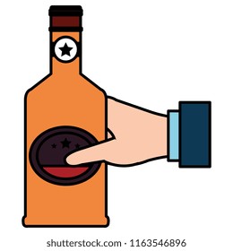 hand with whiskey bottle drink