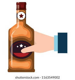 hand with whiskey bottle drink