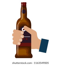 hand with whiskey bottle drink
