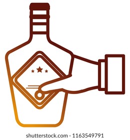 hand with whiskey bottle drink
