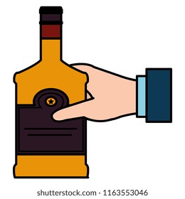 hand with whiskey bottle drink