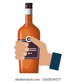hand with whiskey bottle drink