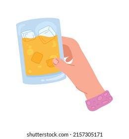 hand with whiskey drink icon