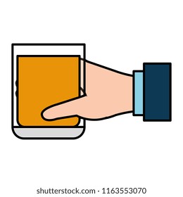 hand with whiskey glass drink