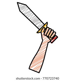 hand whit warrior sword