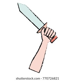 hand whit warrior sword