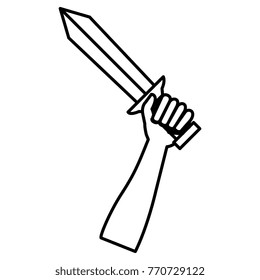 hand whit warrior sword