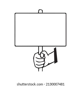 hand white banner board design, manifestation protest and demonstration theme vector illustration.