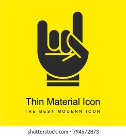 Hand with white outline forming a rock on symbol bright yellow material minimal icon or logo design