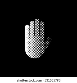 Hand - white vector icon;  halftone illustration