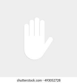 Hand - white vector  icon with shadow