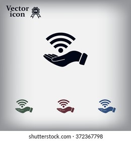 Hand with Wi-Fi Icon.