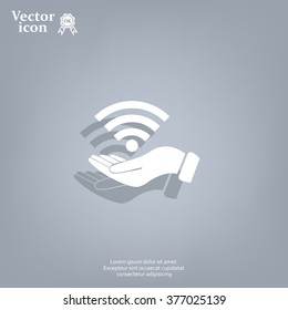 Hand with Wi-Fi Icon.