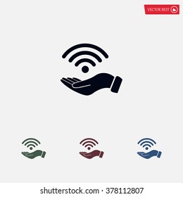 Hand with Wi-Fi Icon.