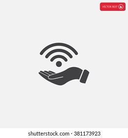 Hand with Wi-Fi Icon.