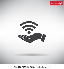 Hand with Wi-Fi Icon.