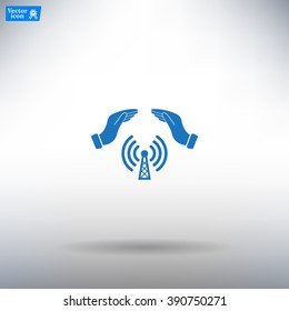 Hand with Wi-Fi Icon.